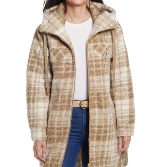 Weatherproof Women's Tan Plaid Teddy Jacket - Picture 1 of 7